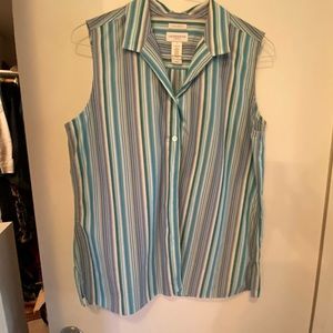 Button down sleeveless cotton shirt